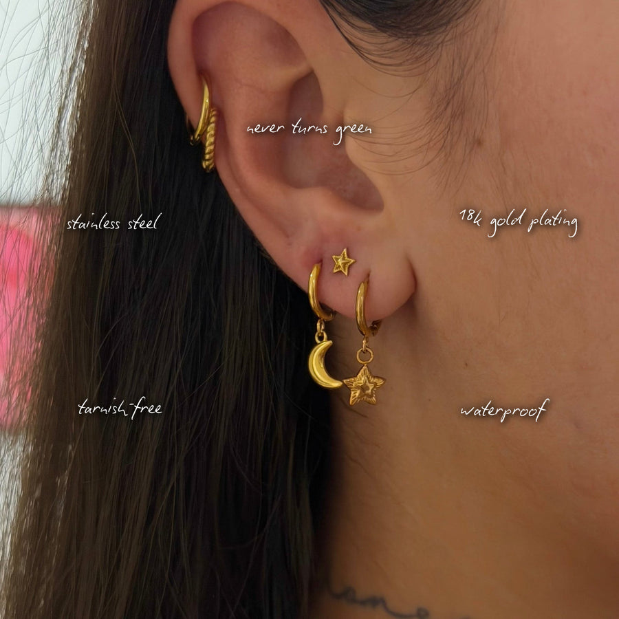 Lunar Huggie Earrings Set — features