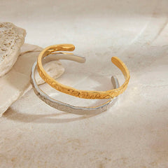 Mila Gold Hammered Cuff - ILLUSIVE JEWELS USA