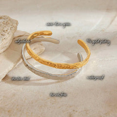 Mila Gold Hammered Cuff — features
