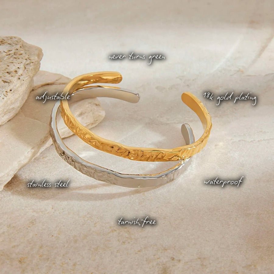 Mila Gold Hammered Cuff — features