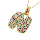 Multicolour Icy Bubble Letter Inital Necklace - ILLUSIVE JEWELS