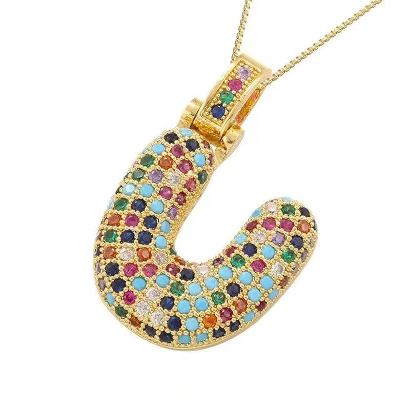 Multicolour Icy Bubble Letter Inital Necklace - ILLUSIVE JEWELS