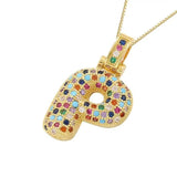 Multicolour Icy Bubble Letter Inital Necklace - ILLUSIVE JEWELS
