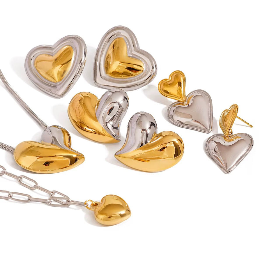 Nina Mixed Metal Heart Stud Earrings