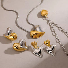 Nina Mixed Metal Heart Stud Earrings - ILLUSIVE JEWELS USA