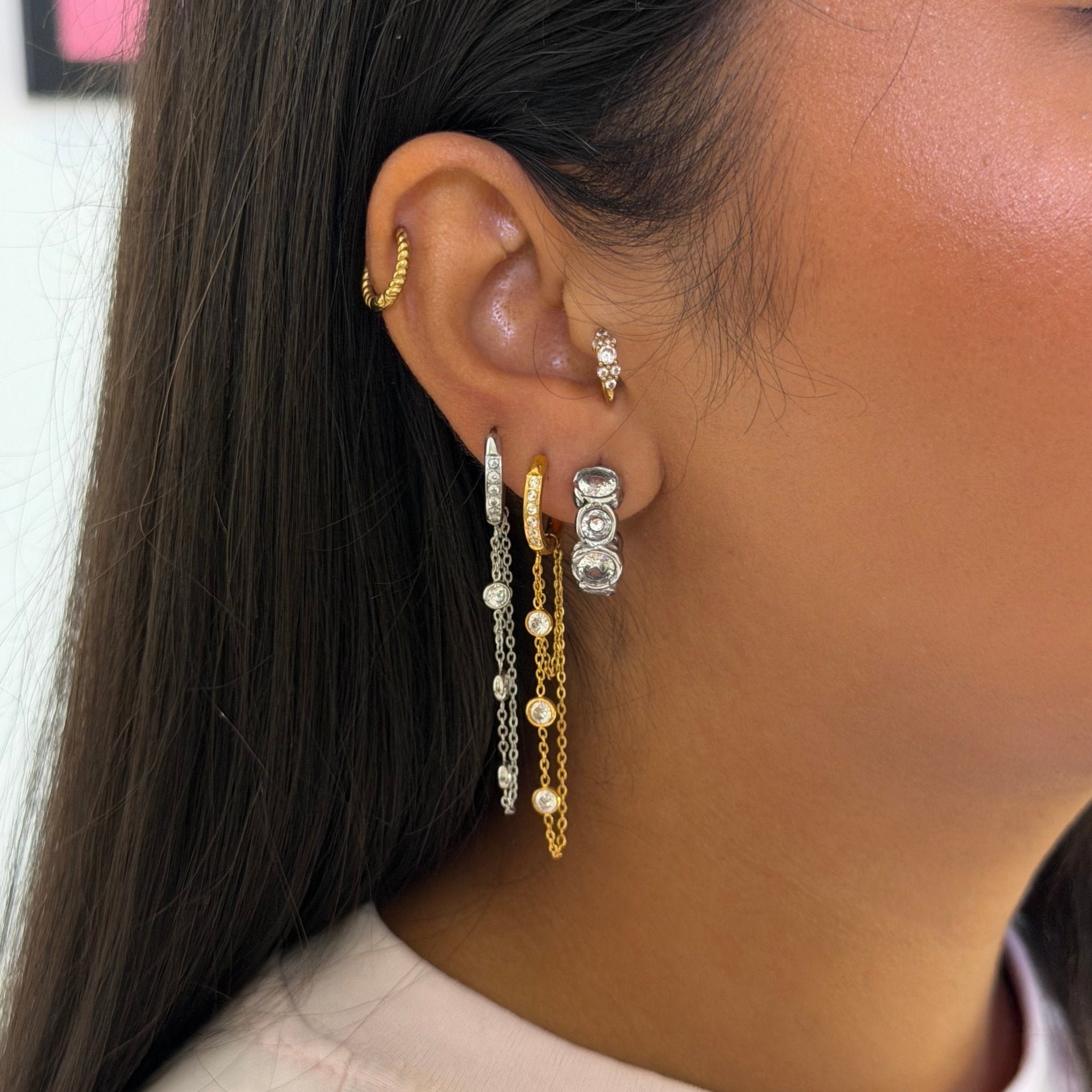 Nova Gold Dangling Huggie Earrings - ILLUSIVE JEWELS