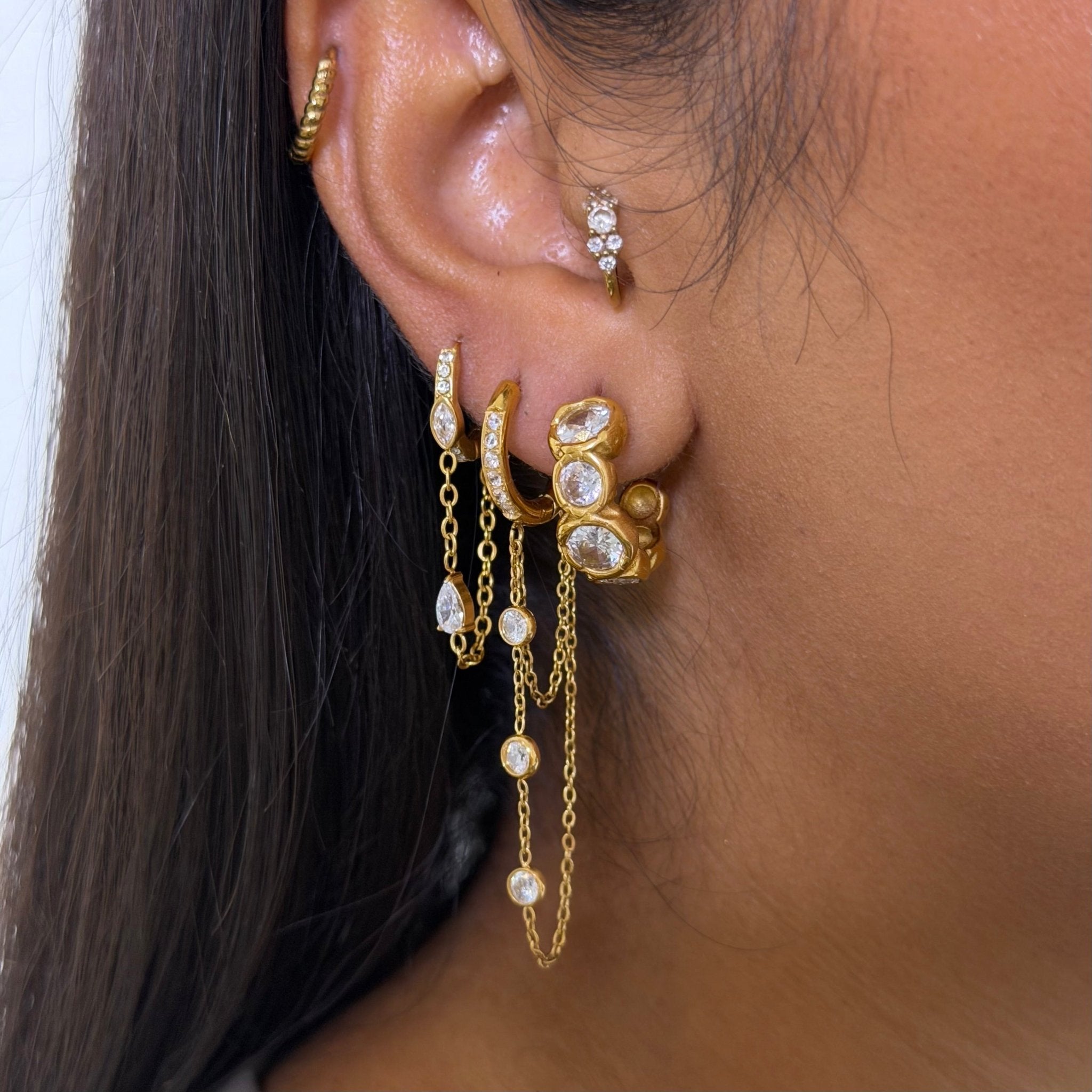 Nova Gold Dangling Huggie Earrings - ILLUSIVE JEWELS