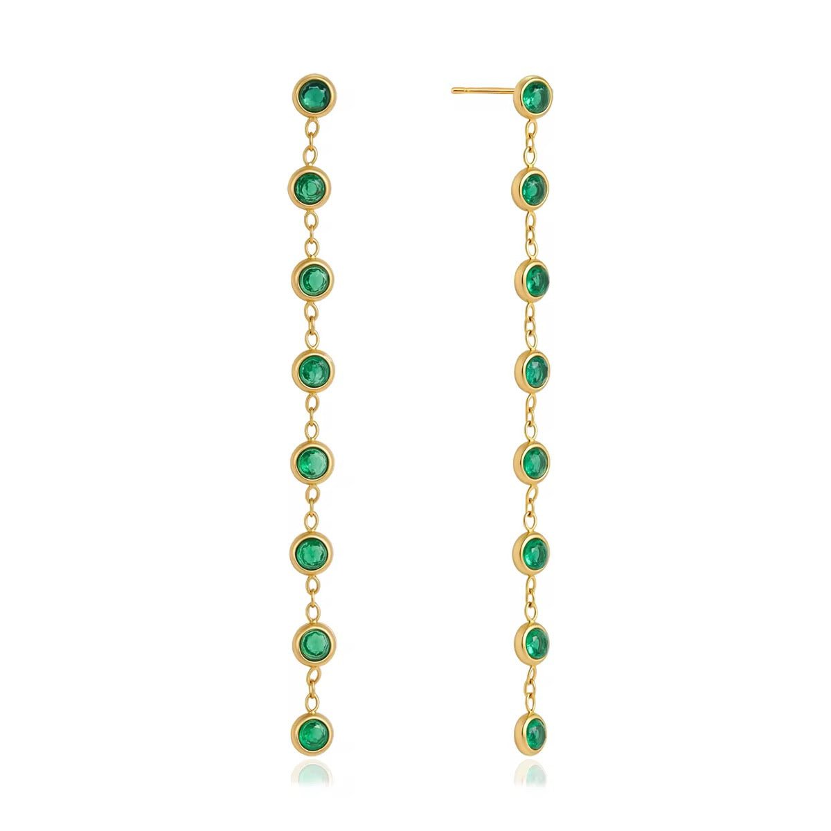 Nova Green Dangling Stud Earrings - ILLUSIVE JEWELS