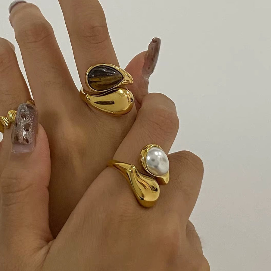 Pearl Chunky Gold Ring - ILLUSIVE JEWELS USA