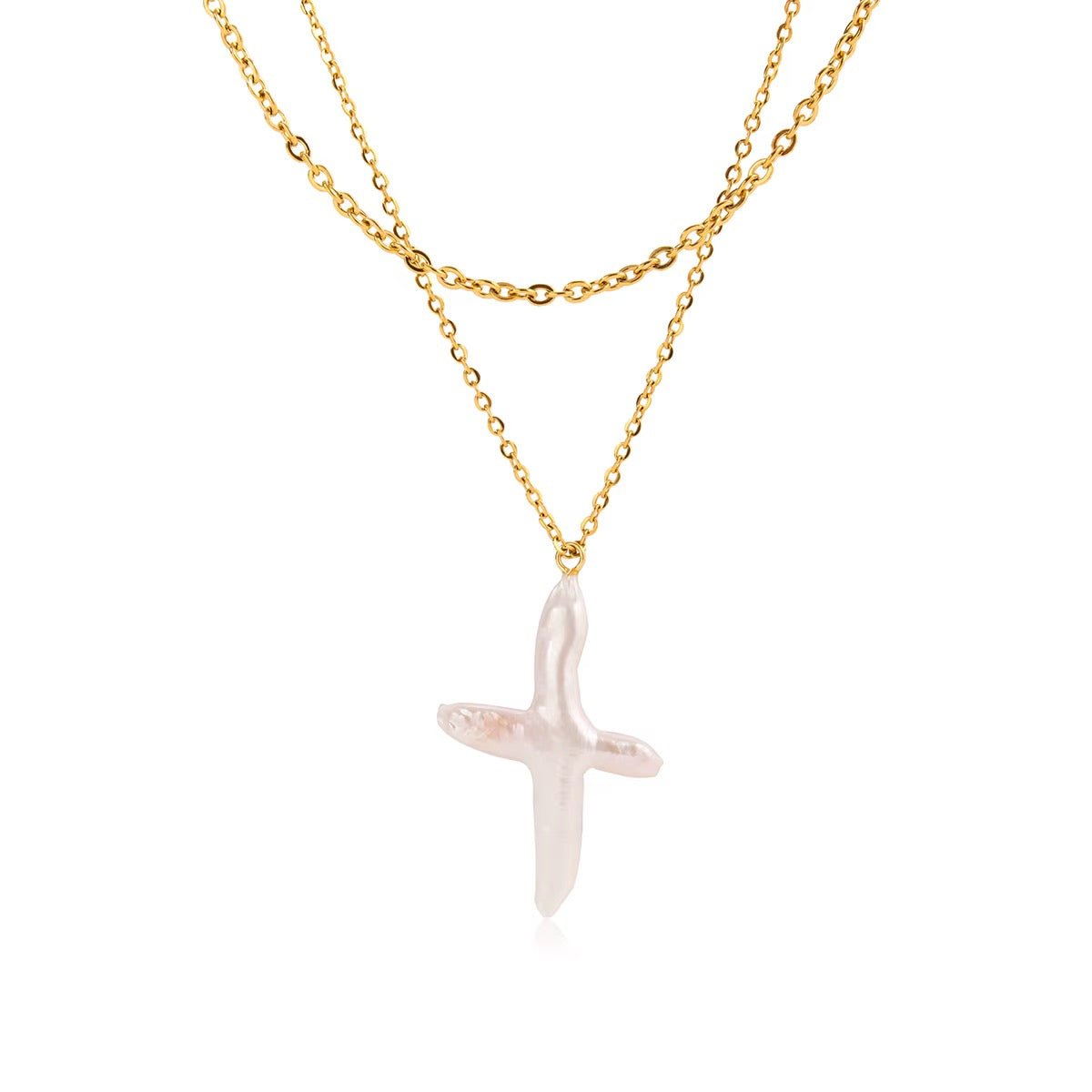 Pearl Cross Layered Necklace - ILLUSIVE JEWELS
