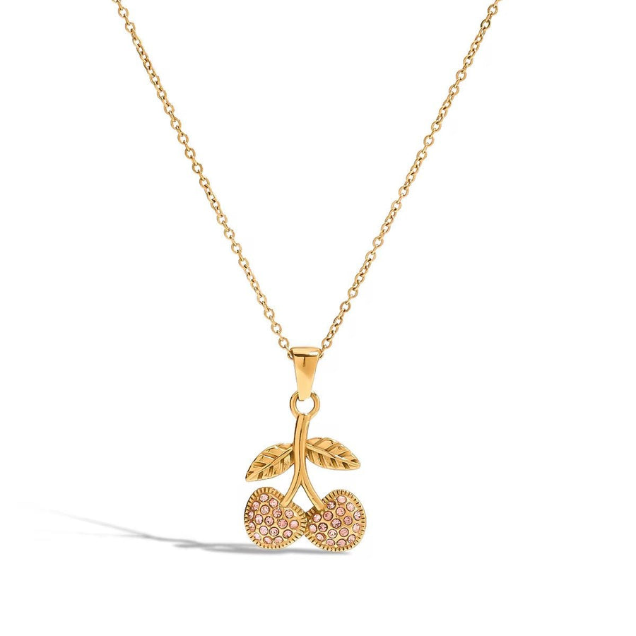 Pink CZ Cherry Necklace