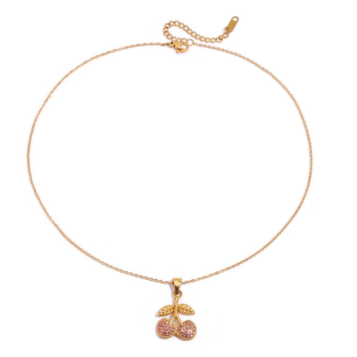 Pink CZ Cherry Necklace - ILLUSIVE JEWELS