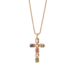 Rainbow Cross Gold Necklace - ILLUSIVE JEWELS USA