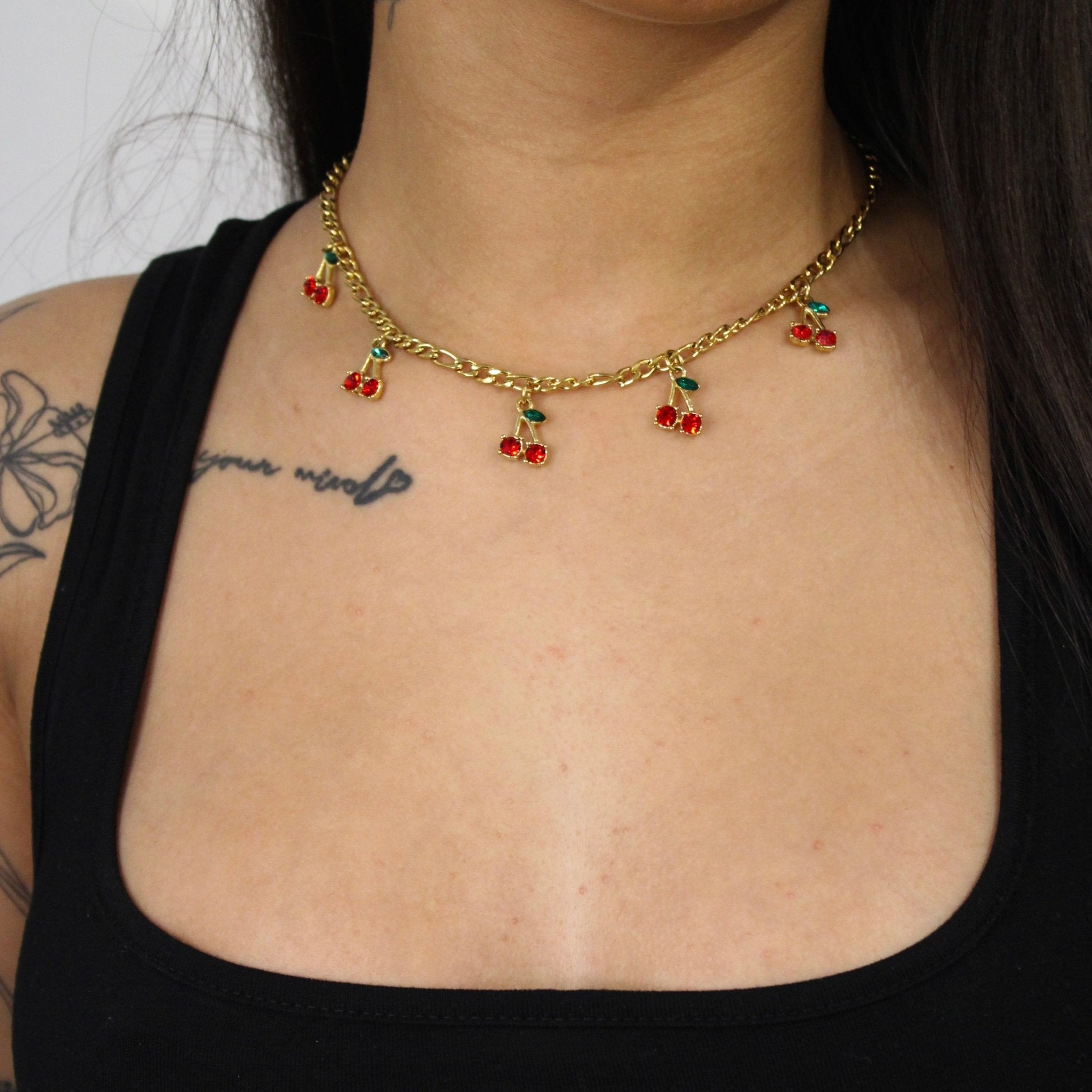 Red Cherry Charm Necklace - ILLUSIVE JEWELS