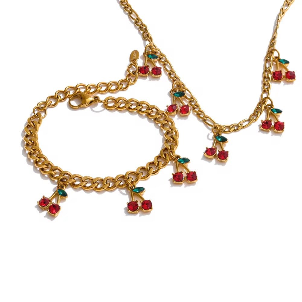 Red Cherry Charm Necklace - ILLUSIVE JEWELS