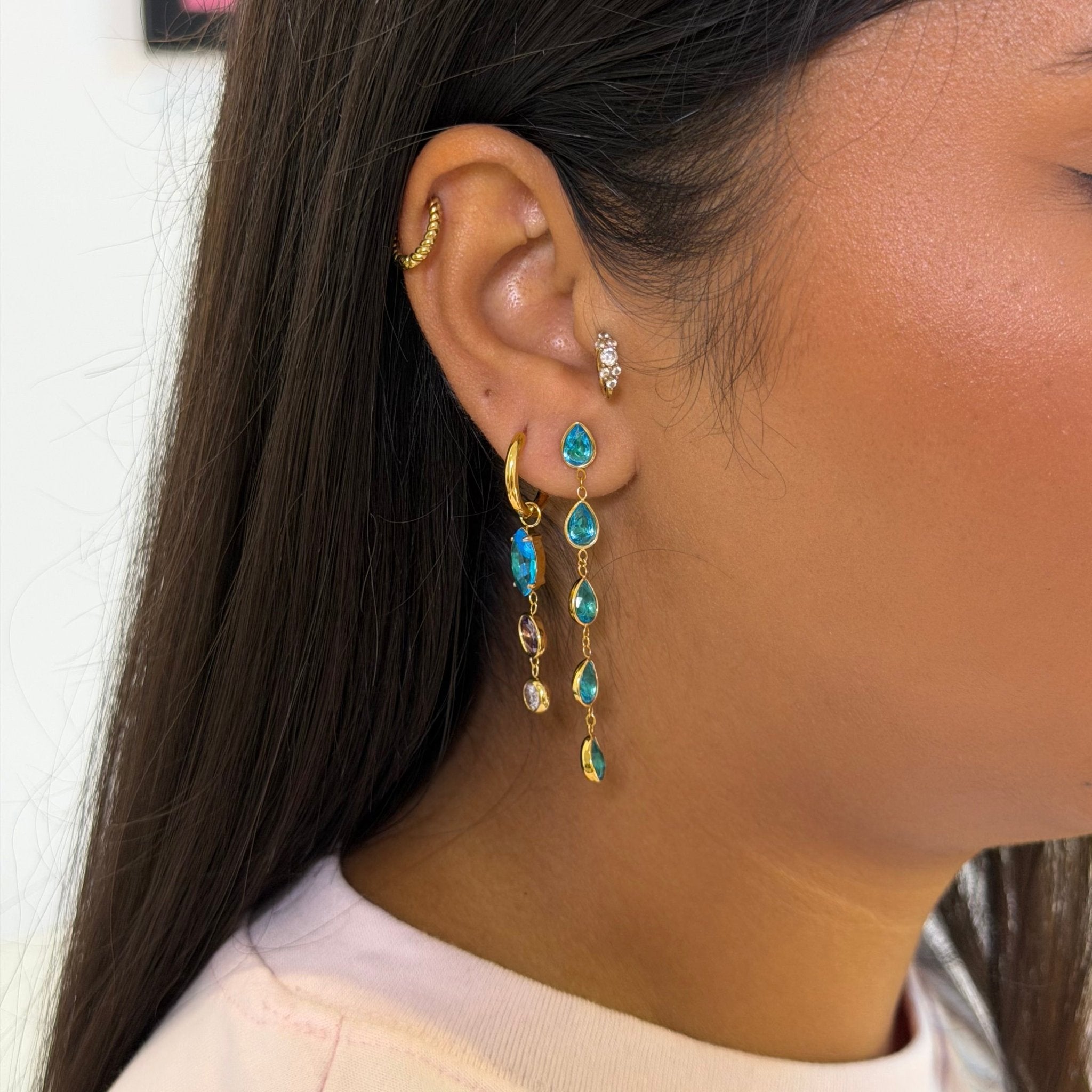 Romy Blue Dangling Stud Earrings - ILLUSIVE JEWELS