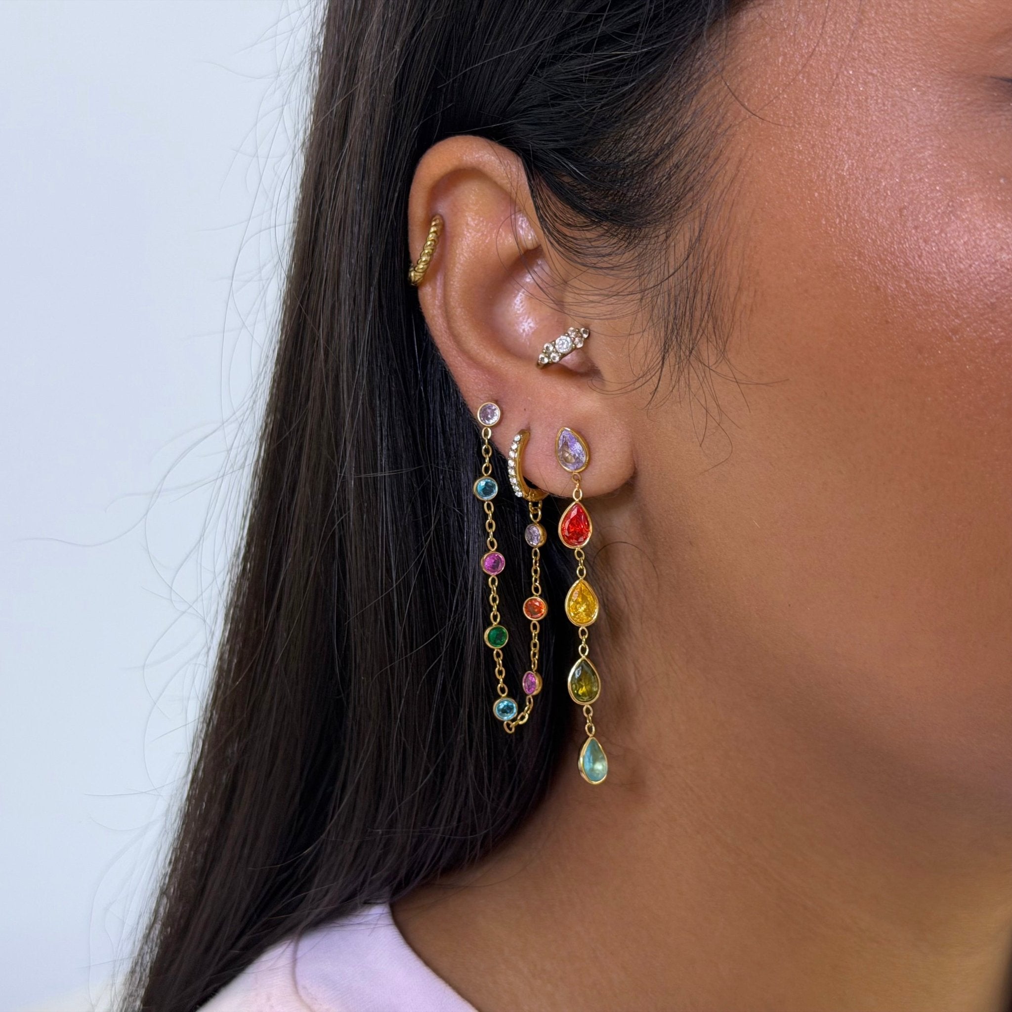 Romy Rainbow Dangling Stud Earrings - ILLUSIVE JEWELS