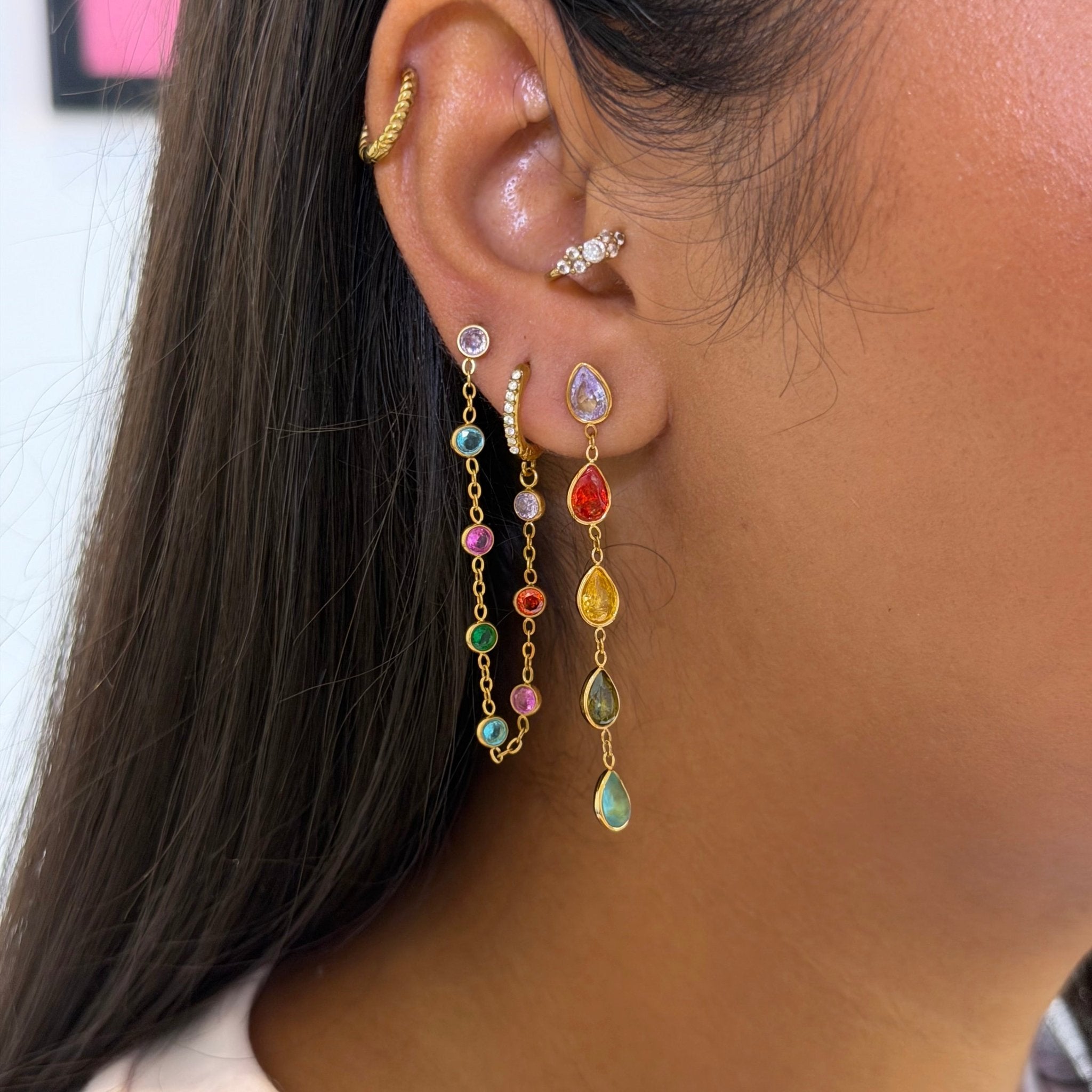 Romy Rainbow Dangling Stud Earrings - ILLUSIVE JEWELS