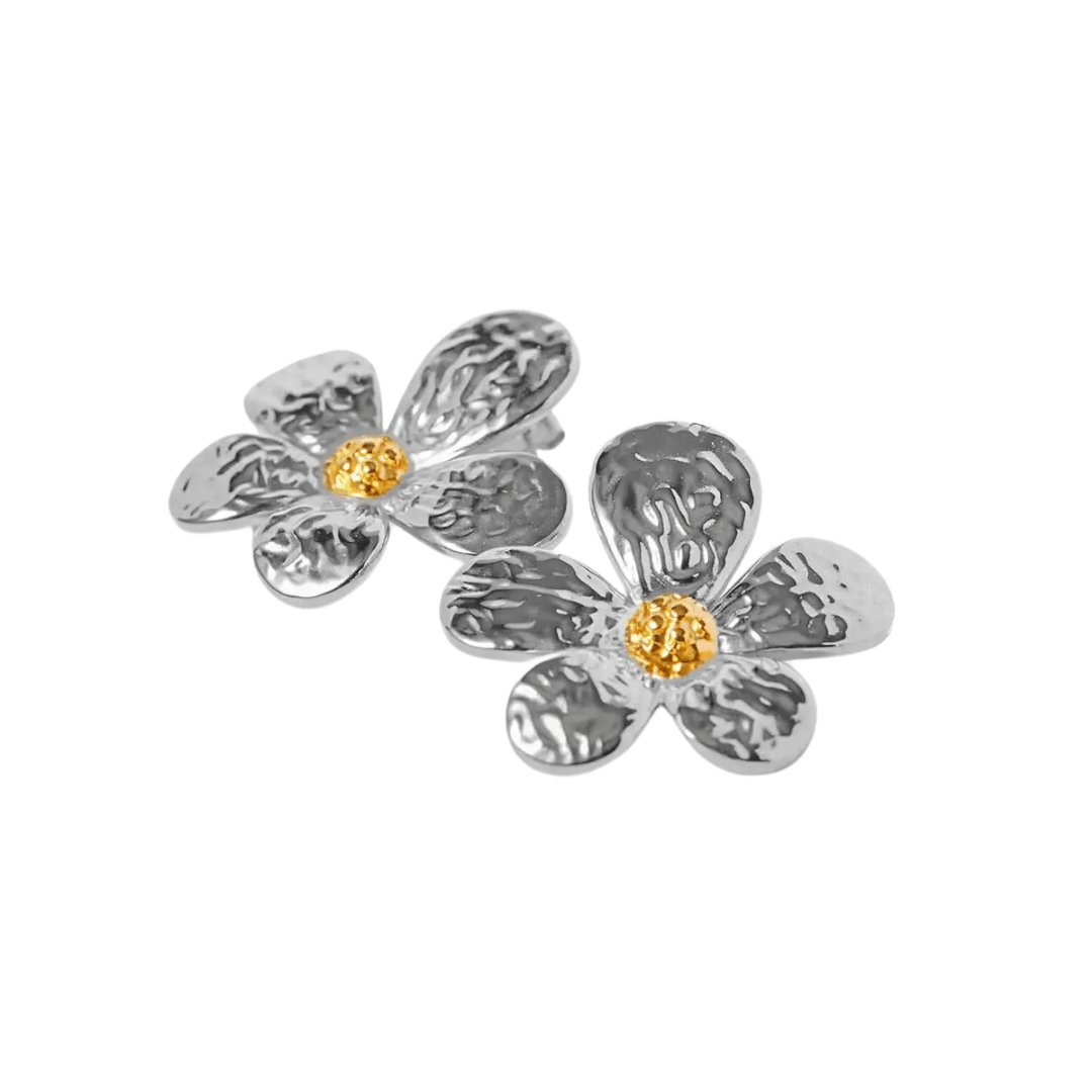 Silver Flower Stud Earrings - ILLUSIVE JEWELS
