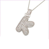Silver Icy Bubble Letter Initial Necklace - ILLUSIVE JEWELS