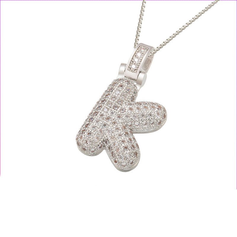 Silver Icy Bubble Letter Initial Necklace - ILLUSIVE JEWELS