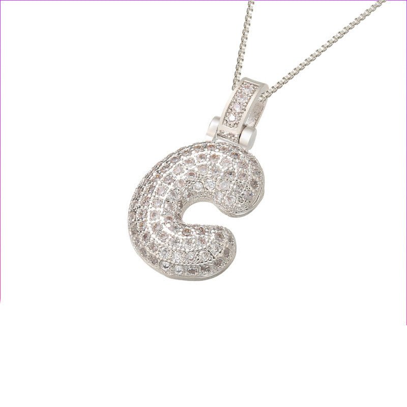 Silver Icy Bubble Letter Initial Necklace - ILLUSIVE JEWELS