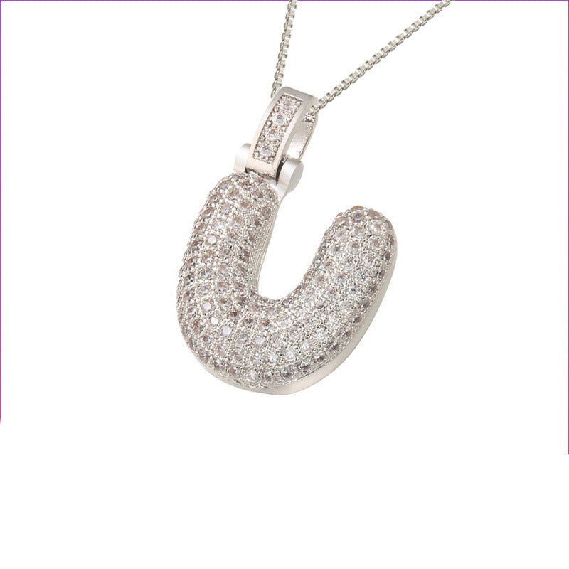 Silver Icy Bubble Letter Initial Necklace - ILLUSIVE JEWELS