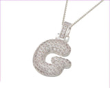 Silver Icy Bubble Letter Initial Necklace - ILLUSIVE JEWELS
