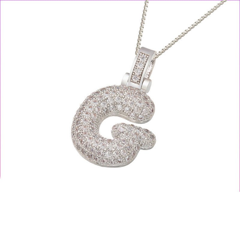 Silver Icy Bubble Letter Initial Necklace - ILLUSIVE JEWELS