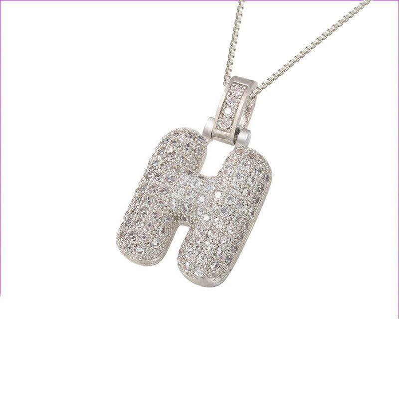 Silver Icy Bubble Letter Initial Necklace - ILLUSIVE JEWELS