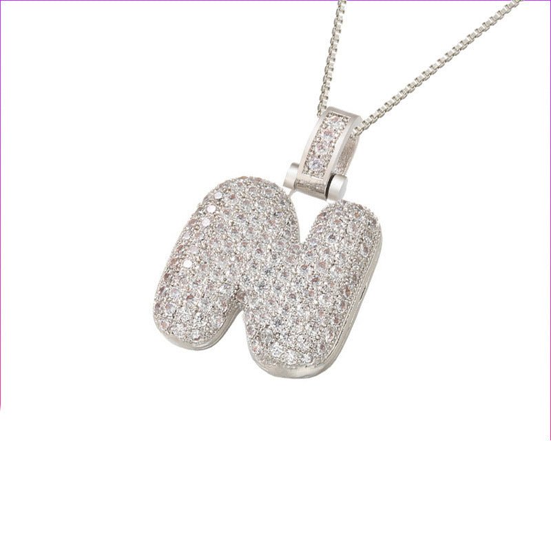 Silver Icy Bubble Letter Initial Necklace - ILLUSIVE JEWELS