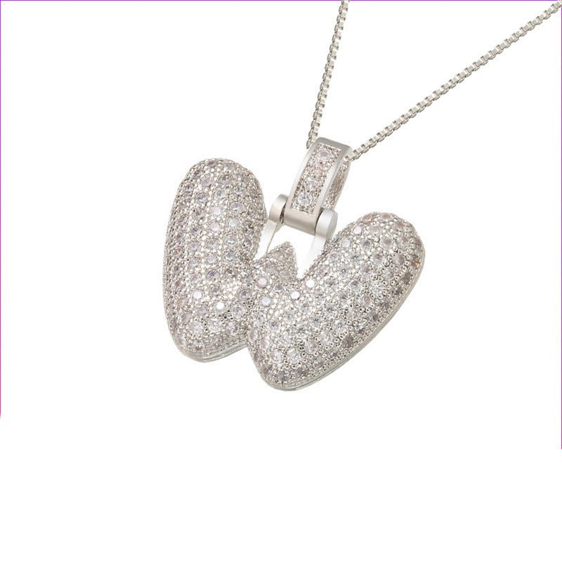 Silver Icy Bubble Letter Initial Necklace - ILLUSIVE JEWELS