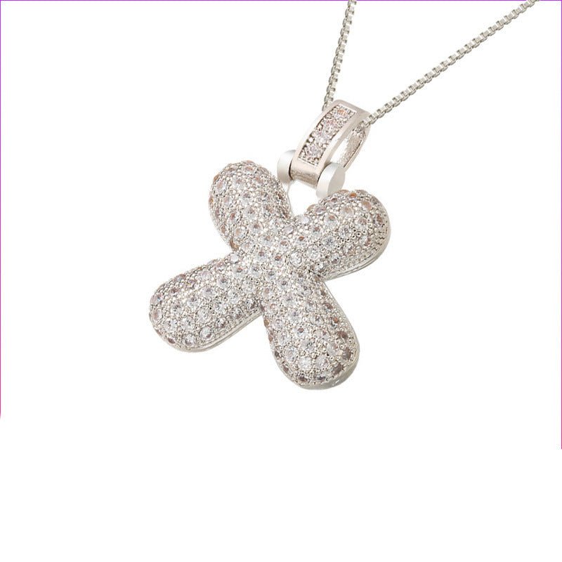 Silver Icy Bubble Letter Initial Necklace - ILLUSIVE JEWELS
