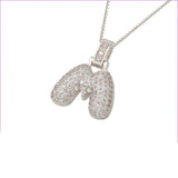 Silver Icy Bubble Letter Initial Necklace - ILLUSIVE JEWELS
