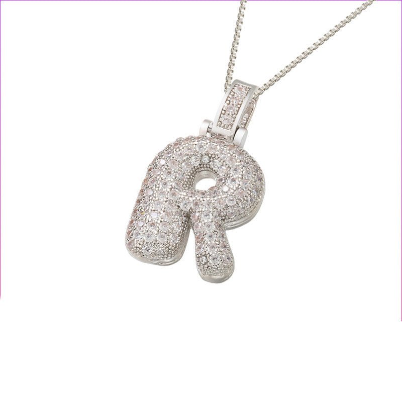Silver Icy Bubble Letter Initial Necklace - ILLUSIVE JEWELS