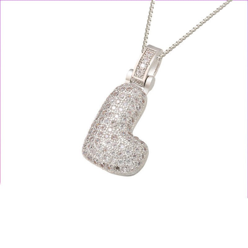 Silver Icy Bubble Letter Initial Necklace - ILLUSIVE JEWELS