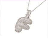 Silver Icy Bubble Letter Initial Necklace - ILLUSIVE JEWELS