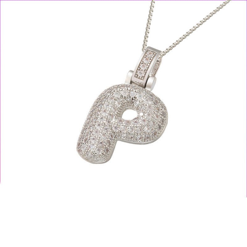Silver Icy Bubble Letter Initial Necklace - ILLUSIVE JEWELS