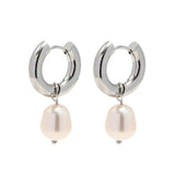 Silver Pearl Hoop Earrings - ILLUSIVE JEWELS