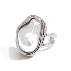 Silver Pearl Ring on white background