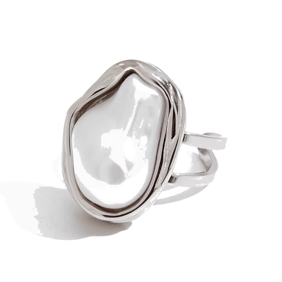 Silver Pearl Ring on white background