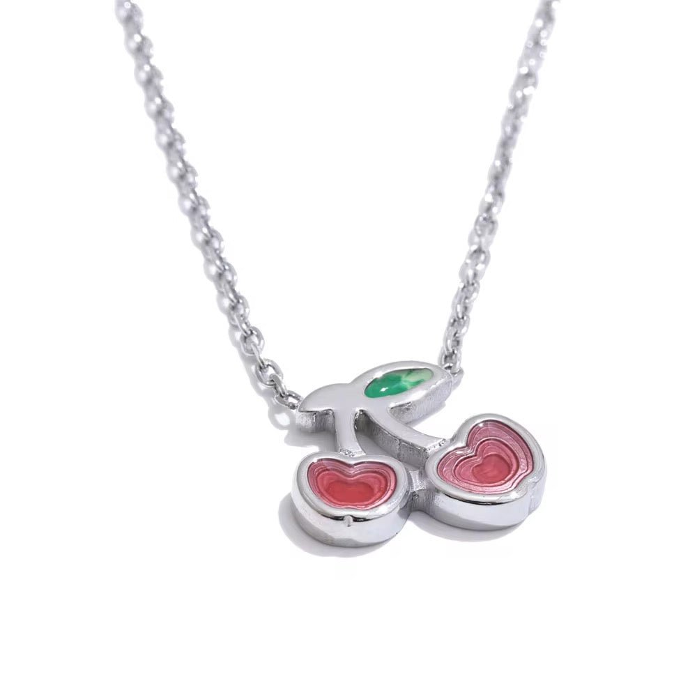 Silver Red Cherry Necklace - ILLUSIVE JEWELS