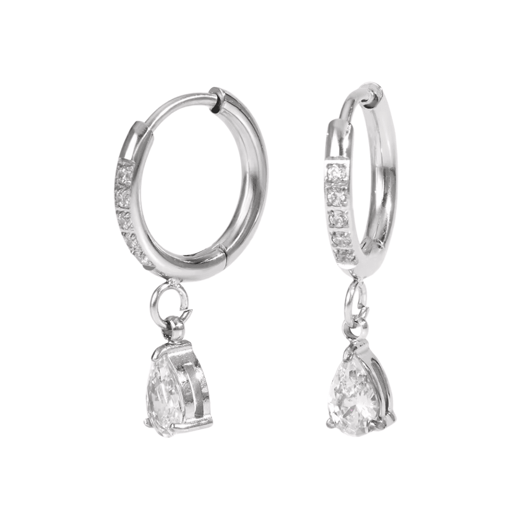 Silver Teardrop Huggie Earrings - ILLUSIVE JEWELS