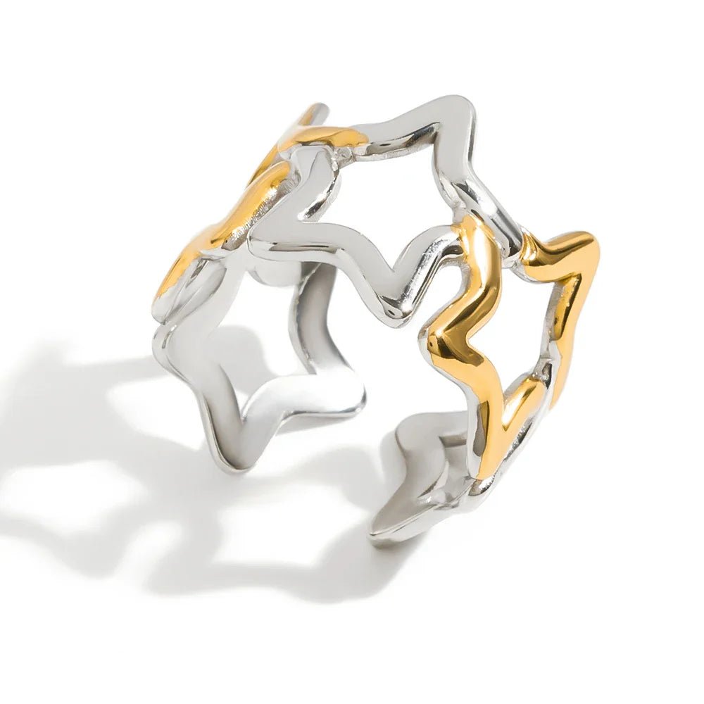 Star Hollow Mixed Metal Ring - ILLUSIVE JEWELS