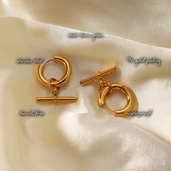 T Bar Gold Hoops — features