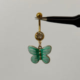 Teal Butterfly Belly Bar - ILLUSIVE JEWELS