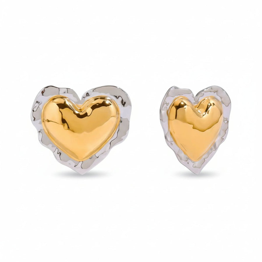 Thea Gold Heart Stud Earrings