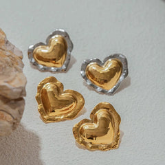 Thea Gold Heart Stud Earrings - ILLUSIVE JEWELS USA